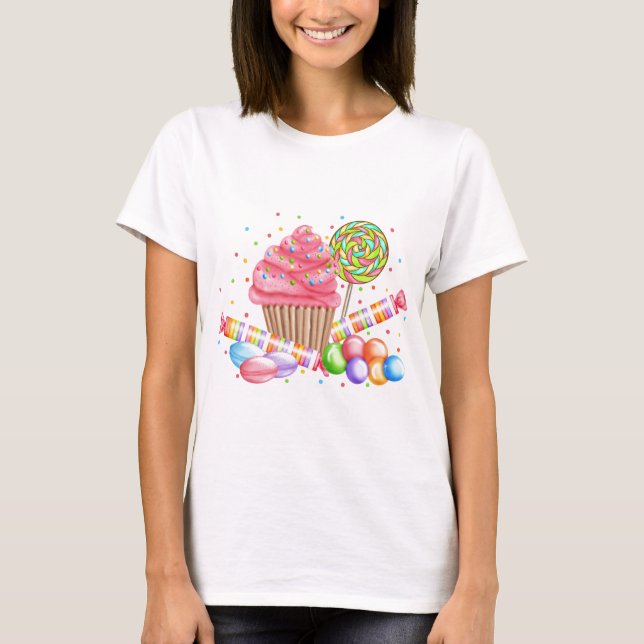 Camiseta Tartas del dulce del Lollipop del caramelo de la (Anverso)