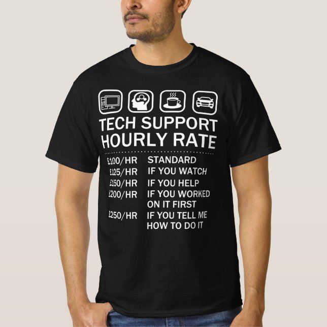 Camiseta Tasa de horas de asistencia técnica, geek de repar (Anverso)