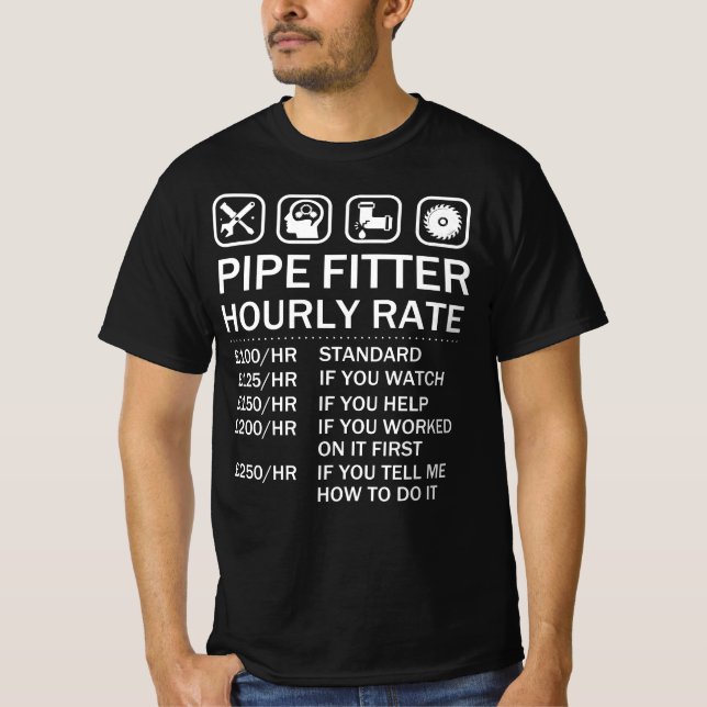 Camiseta Tasa de velocidad horaria de fontanería de tubería (Anverso)