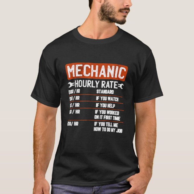 Camiseta Tasa Mecánica Por Hora Para Mecánica Clásica (Anverso)