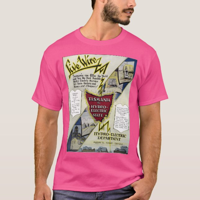 Camiseta Tasmania 1929. Energía Hidráulica De Las Montañas  (Anverso)