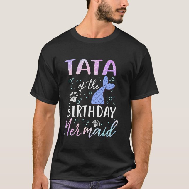 Camiseta Tata del Fiesta familiar de la sirena de cumpleaño (Anverso)