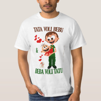 Camiseta Tata Voli Bebu (el papá ama al bebé) Bela (blanco)