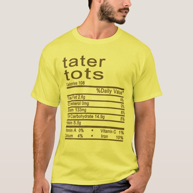 Camiseta Tater Tots Nutrition Hacts Label De Acción De Grac (Anverso)