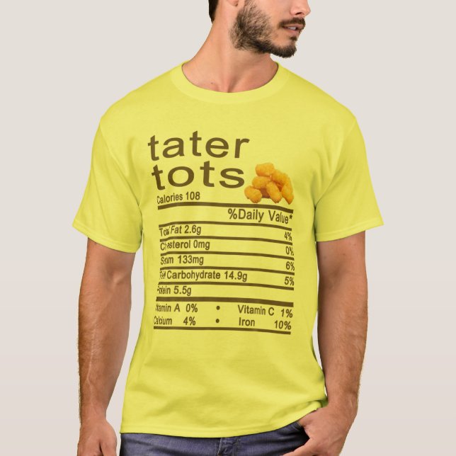Camiseta Tater Tots Nutrition Hacts Label De Acción De Grac (Anverso)