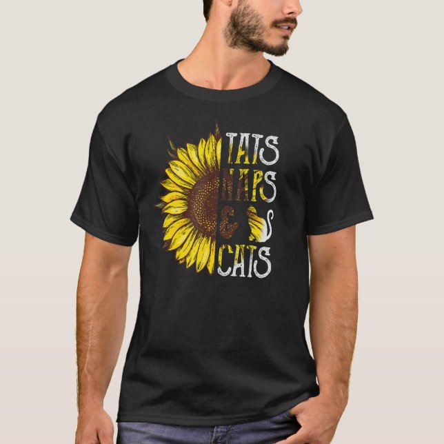 Camiseta Tats Naps Y Gatos Dueño Del Mascota Del Girasol Ca (Anverso)