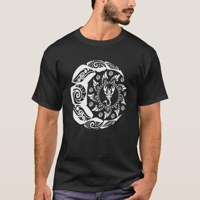 Camiseta Tatto Maorí Polinesio Escorpión Zodiac Moon Sun (Anverso)