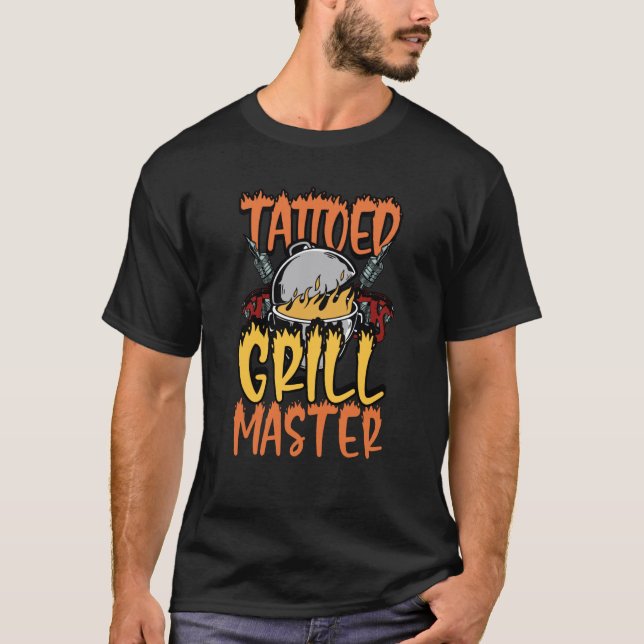 Camiseta Tattoed Grill Master Smoker Grill Barbecue Meat Gr (Anverso)