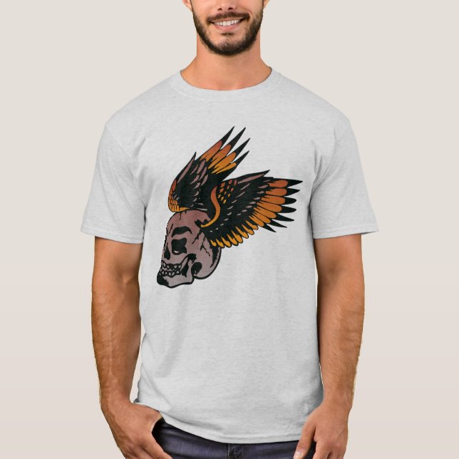 Camiseta Tattoo aile tete de mort ailé embleme motard club  (Anverso)