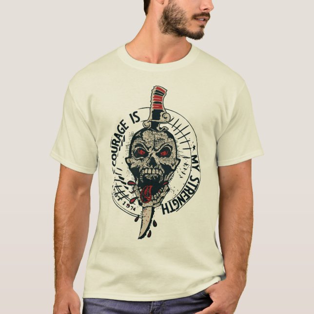Camiseta tattoo courage is my strenght tete de mort crane c (Anverso)