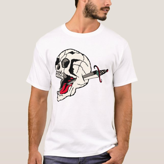 Camiseta Tattoo crane transperce dague tete de mort old sch (Anverso)