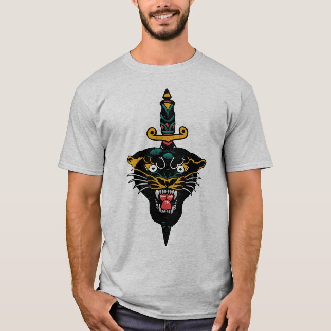 Camiseta Tattoo dague couteau poignard panthere noire old s (Anverso)