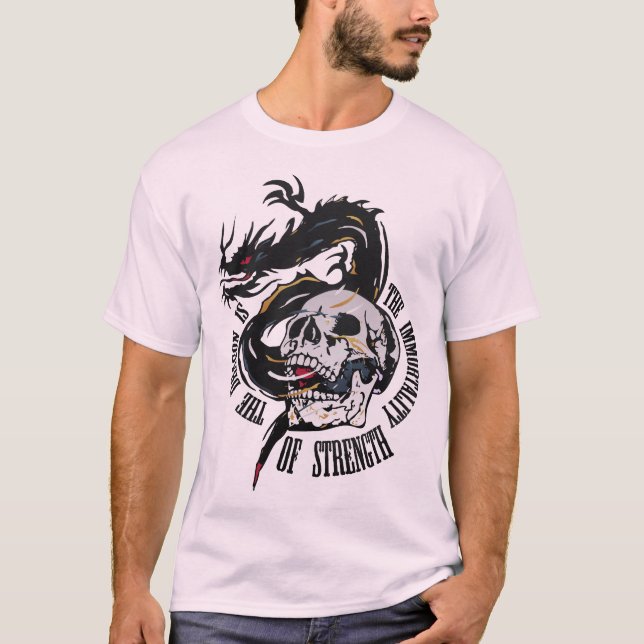Camiseta tattoo dragon immortality strenght tete de mort cr (Anverso)