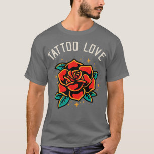Camiseta Tattoo Love Rosa Tatoo Style Ilustracion