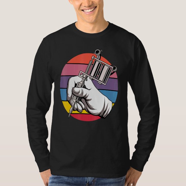 Camiseta Tattoo Machine Retro Artista Tattooist Tattooed Pi (Anverso)