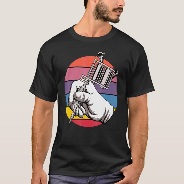 Camiseta Tattoo Machine Retro Artista Tattooist Tattooed Pi (Anverso)