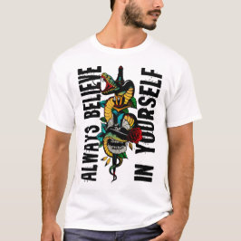 Camiseta tattoo serpent crane tete de mort dague planté