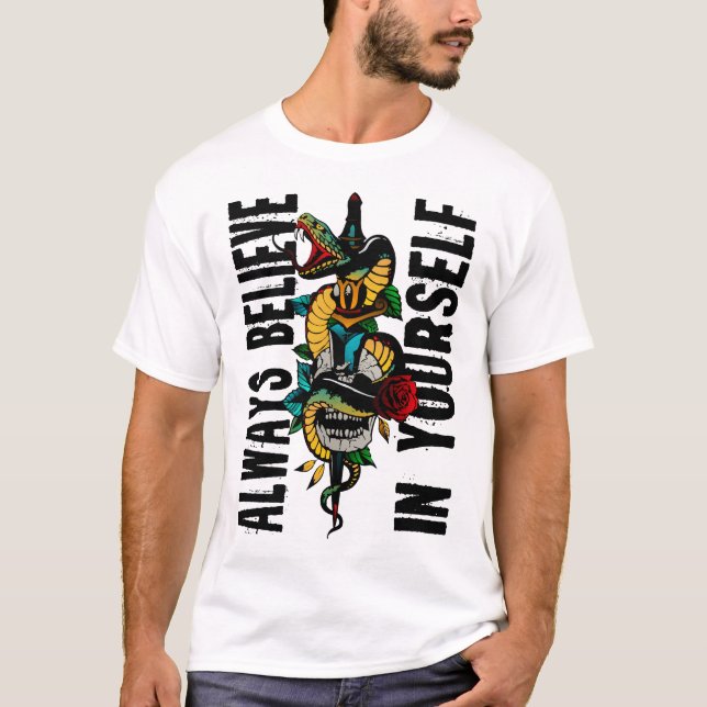Camiseta tattoo serpent crane tete de mort dague planté (Anverso)
