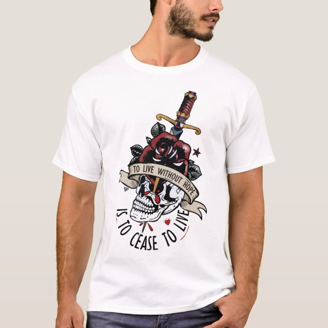 Camiseta tattoo to live without hope tete de mort skull fle (Anverso)