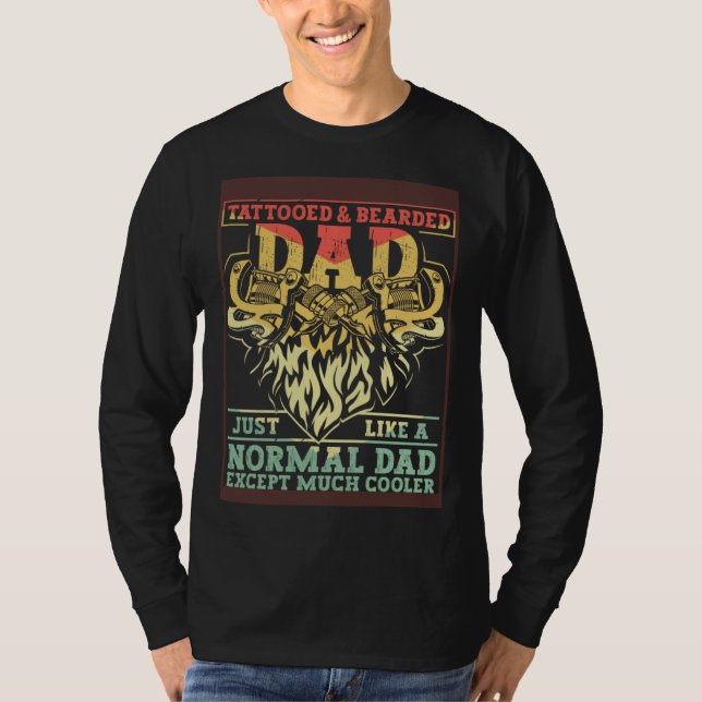 Camiseta Tattooed & Bearded Dad Humor Funny Father's Day 2 (Anverso)