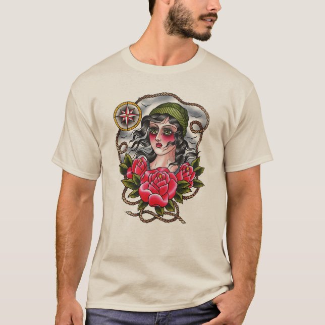 Camiseta tatuada del chica del marinero (Anverso)
