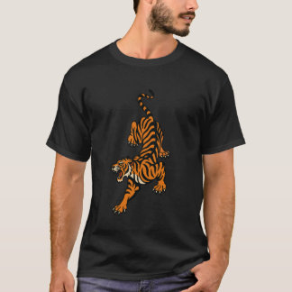 Camiseta Tatuaje antiguo de tigre descendiendo gateando fla