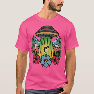 Camiseta Tatuaje Art Alien Ufo Abducción Mano de color