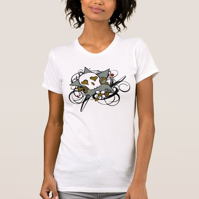 Camiseta Tatuaje artístico urbano de la estrella del cráneo (Anverso)