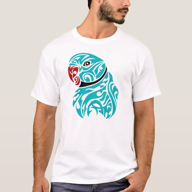 Camiseta Tatuaje azul del loro del ringneck (Anverso)