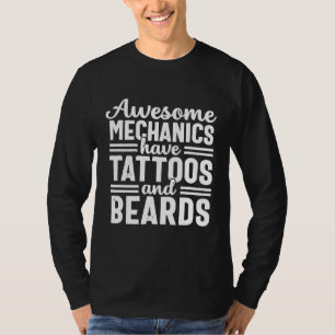 Camiseta Tatuaje Barba Mecánico Papá Para Hombres