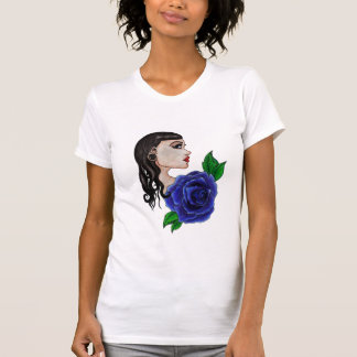 Camiseta tatuaje color de rosa azul
