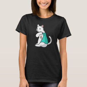 Camiseta Tatuaje de amor papá gato blanco mascota padre