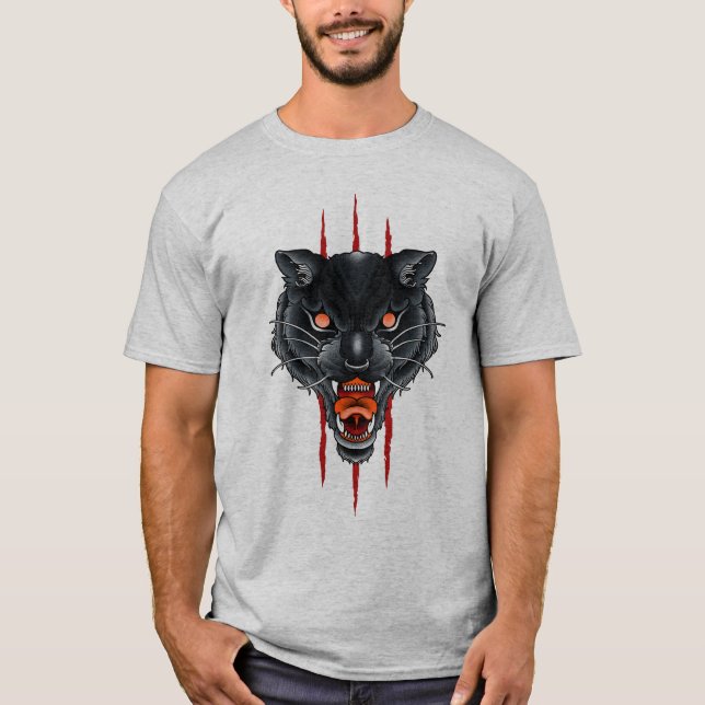 Camiseta Tatuaje de arañazo de garra de Pantera Negra (Anverso)