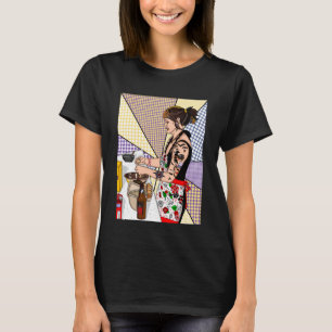 Camiseta Tatuaje de arte pop retro - Señora horneando en co