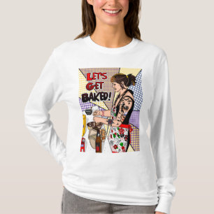 Camiseta Tatuaje de arte pop retro - Señora horneando en co