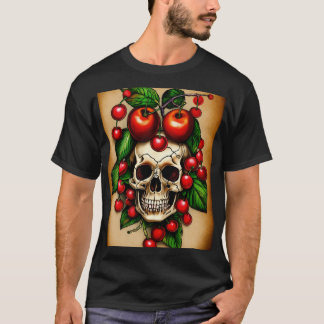 Camiseta Tatuaje de cerezas de cráneo