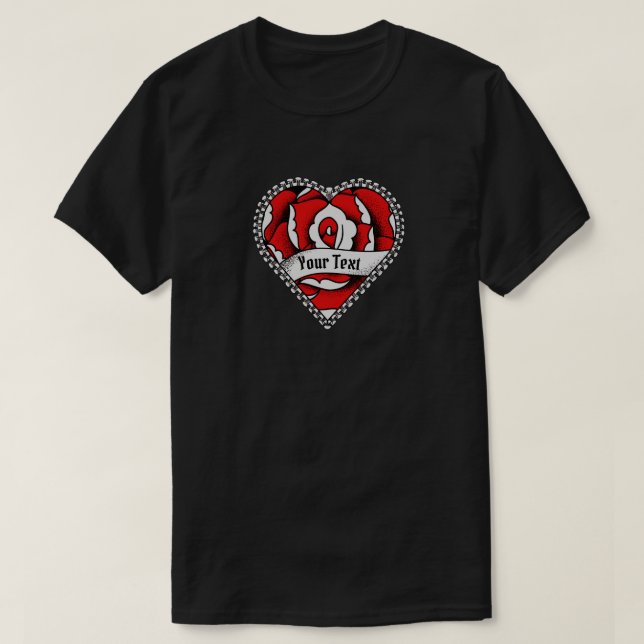 Camiseta Tatuaje de corazón Rosa - Crea tu propio (Diseño del anverso)