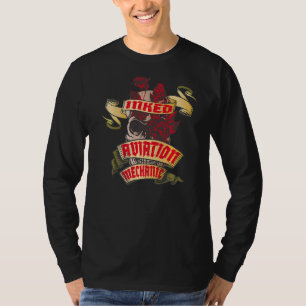 Camiseta Tatuaje de cráneo y rosas rojas con tinta mecánica