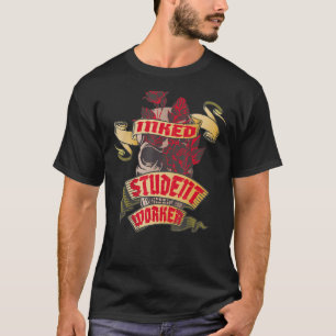 Camiseta Tatuaje de cráneo y rosas rojas de trabajador estu