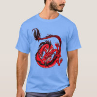 Tatuaje de dragón rojo y negro en la calle