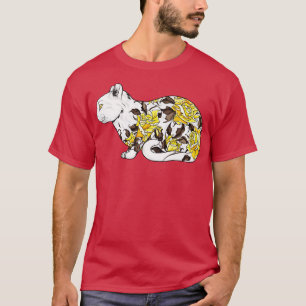 Camiseta Tatuaje De Gato En Rosas Amarillas