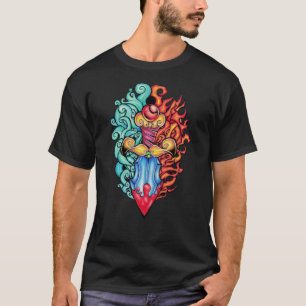 Camiseta Tatuaje de la daga del fuego y el agua