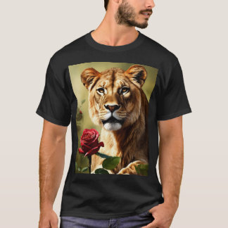 Camiseta Tatuaje de la leona y el realismo Rosa para diseña