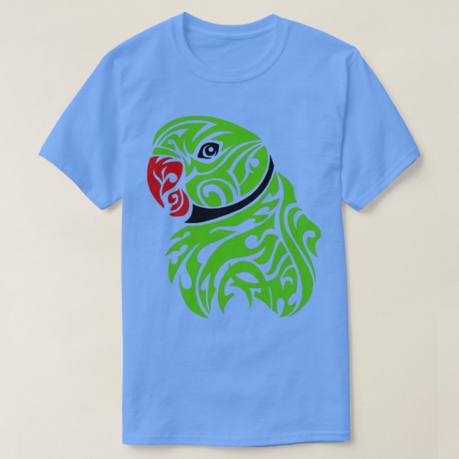 Camiseta Tatuaje de loro de cuello verde (Diseño del anverso)