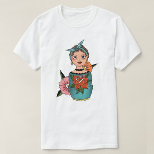 Camiseta Tatuaje de muñeca retro nidificante
