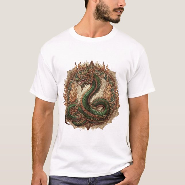 Camiseta Tatuaje de Naga tailandés para poder y protección (Anverso)