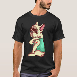 Camiseta Tatuaje de perro bulldog francés amo a mamá