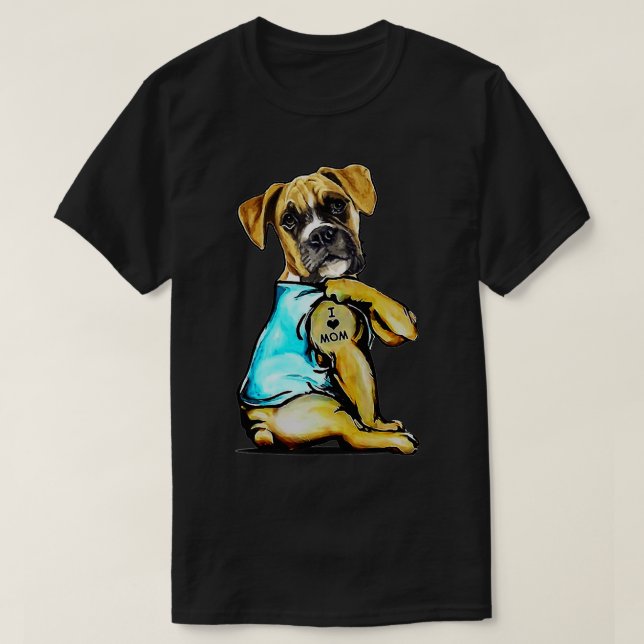 Camiseta Tatuaje de perro de Boxer me encanta el día de la  (Diseño del anverso)