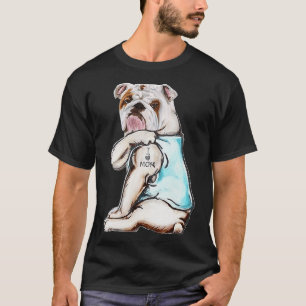 Camiseta Tatuaje de perro de bulldog me encanta el amante d
