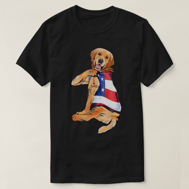 Camiseta Tatuaje de perro de la recuperación de oro que amo (Diseño del anverso)